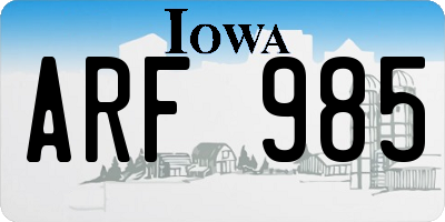 IA license plate ARF985