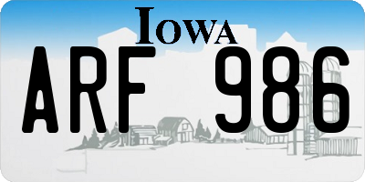IA license plate ARF986