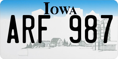 IA license plate ARF987