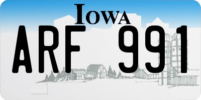 IA license plate ARF991