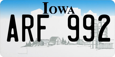 IA license plate ARF992