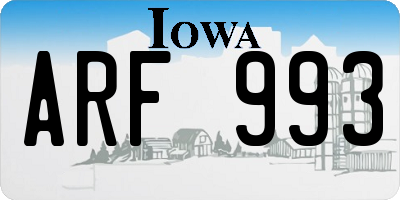 IA license plate ARF993