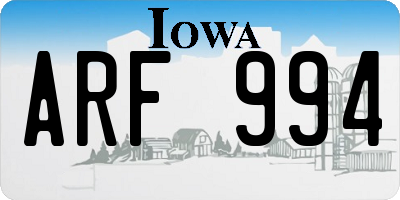 IA license plate ARF994