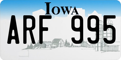 IA license plate ARF995