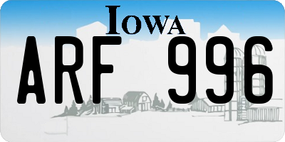 IA license plate ARF996