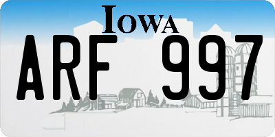 IA license plate ARF997