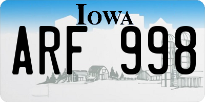 IA license plate ARF998