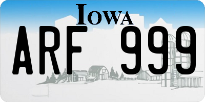 IA license plate ARF999