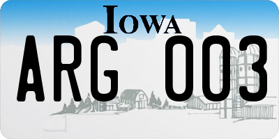 IA license plate ARG003
