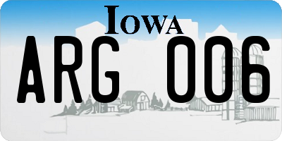 IA license plate ARG006