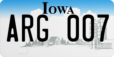 IA license plate ARG007