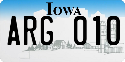 IA license plate ARG010
