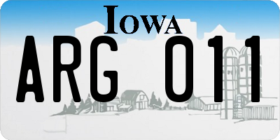 IA license plate ARG011