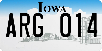 IA license plate ARG014