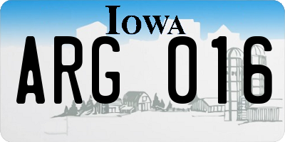 IA license plate ARG016