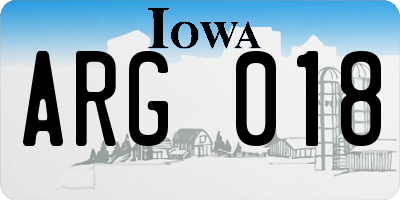IA license plate ARG018