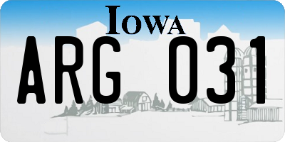 IA license plate ARG031