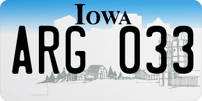 IA license plate ARG033