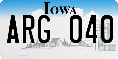 IA license plate ARG040