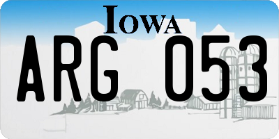 IA license plate ARG053