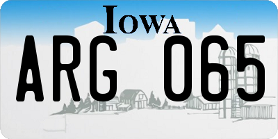 IA license plate ARG065