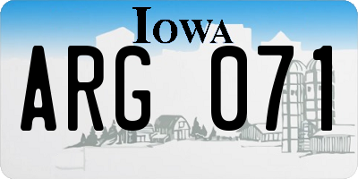 IA license plate ARG071