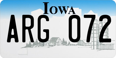 IA license plate ARG072
