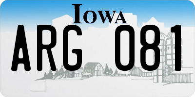 IA license plate ARG081