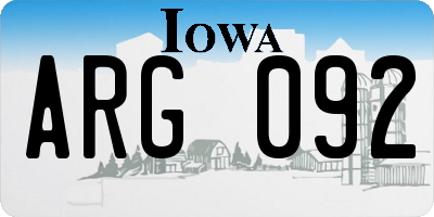 IA license plate ARG092