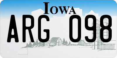 IA license plate ARG098