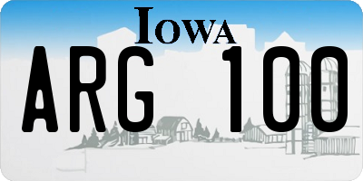 IA license plate ARG100