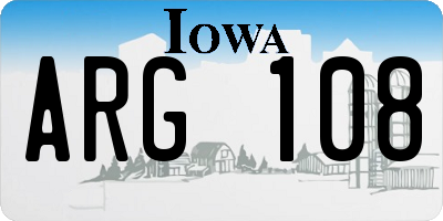 IA license plate ARG108