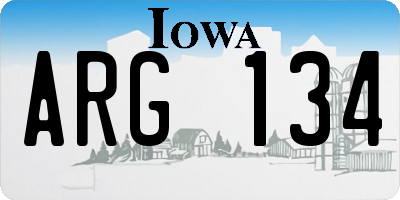 IA license plate ARG134