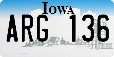IA license plate ARG136