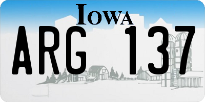 IA license plate ARG137