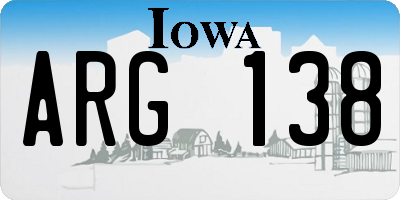 IA license plate ARG138