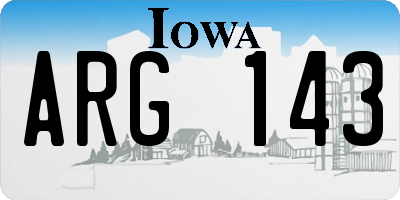 IA license plate ARG143