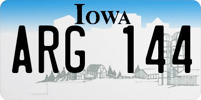 IA license plate ARG144