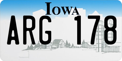 IA license plate ARG178