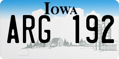 IA license plate ARG192