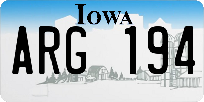 IA license plate ARG194