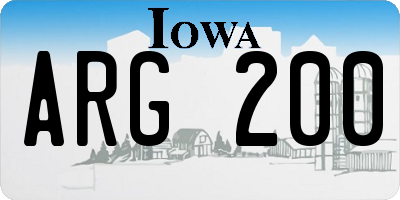 IA license plate ARG200