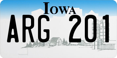 IA license plate ARG201