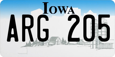 IA license plate ARG205