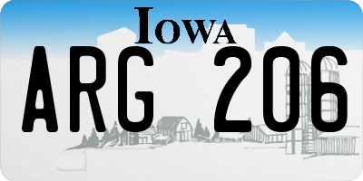 IA license plate ARG206