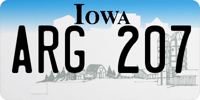 IA license plate ARG207