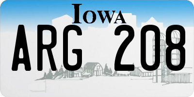 IA license plate ARG208