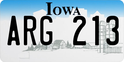 IA license plate ARG213