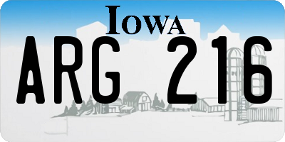 IA license plate ARG216