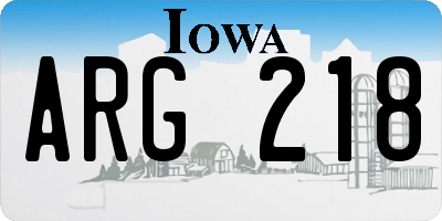 IA license plate ARG218
